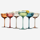 Colored Coupe Art Deco Glasses | Set of 6 | 7.3 oz Classic
