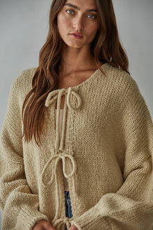 Knit Sweater Tie Front Long Sleeve Cardigan