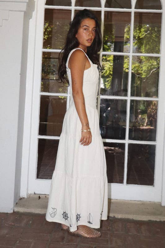 Nautical Tie Maxi Dress