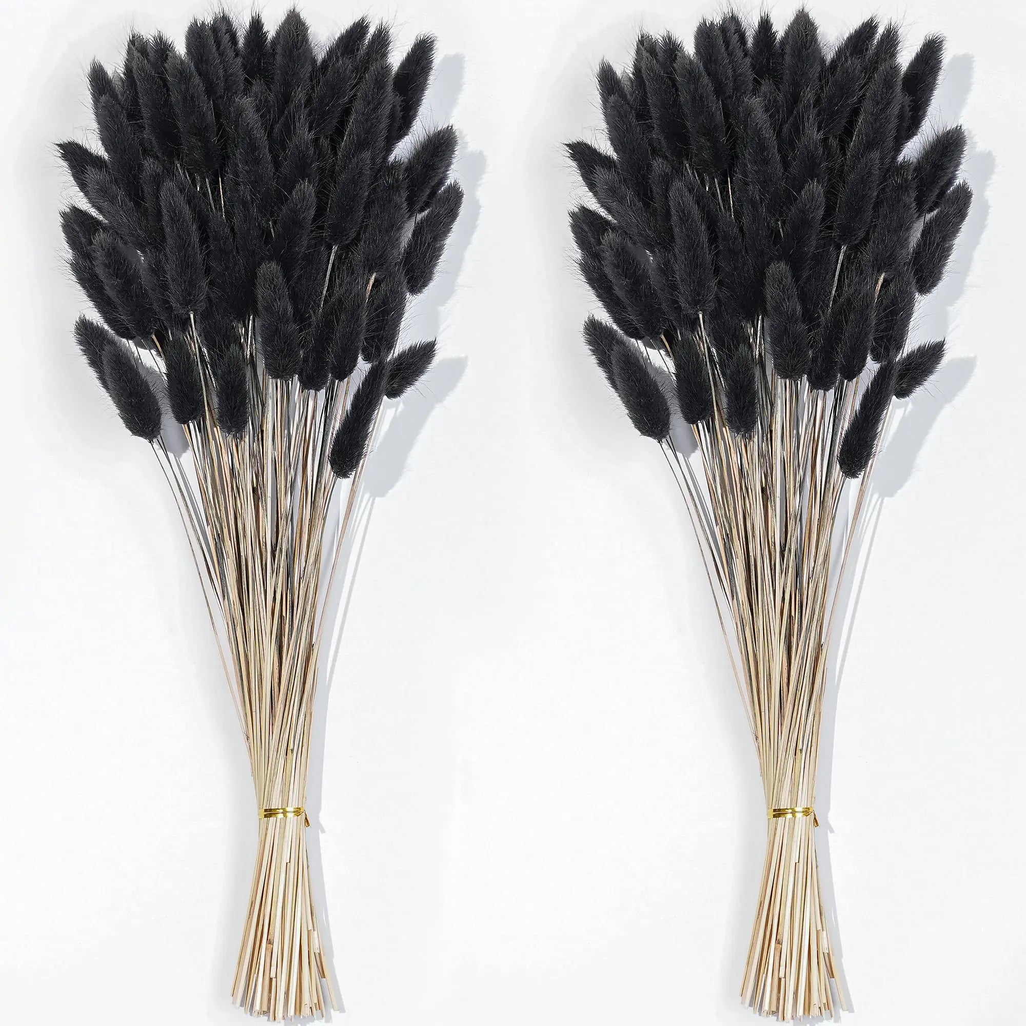 120 PCS Black Dried Pampas Grass Decor 17-inch Pompas Floral Dry Flowers for Decoration Pampas Grass in Black Tall Black Bunny Tails Dried Flowers for Boho Wedding Decor