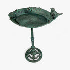 Pedestal Bird Bath Cast Iron Green Patina Garden Decor