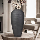 GDSZJLJ Black Rustic Ceramic Vase Vintage Flower Vase13.4 Inch Pottery Terracotta Tall Floor Vase Farmhouse Rustic for Minimalism Home Decor Aesthetic Centerpiece Living Room Bedroom Wedding