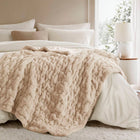 Soft Ruched 50x60" Throw Blanket, Tan