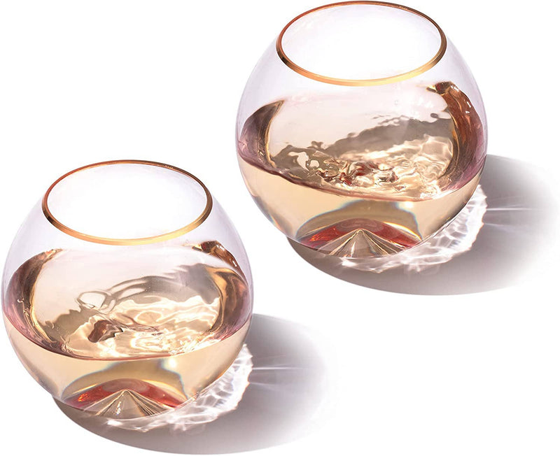 Set of 2 Blush Pink & Gilded Rim Wine Glass,18oz Glasses