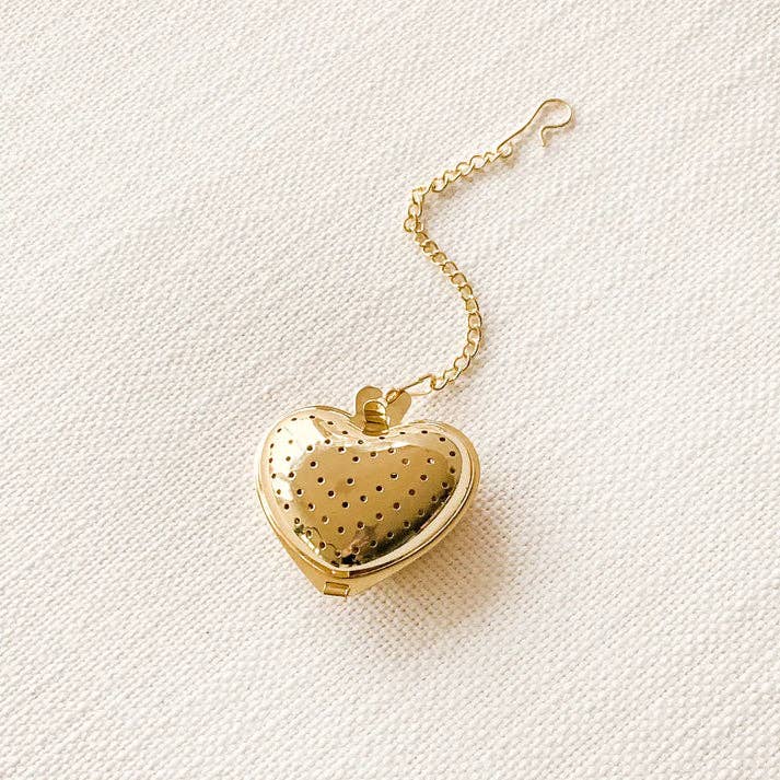 Heart-Shaped Gold Tea Infuser for Loose Leaf & Spices