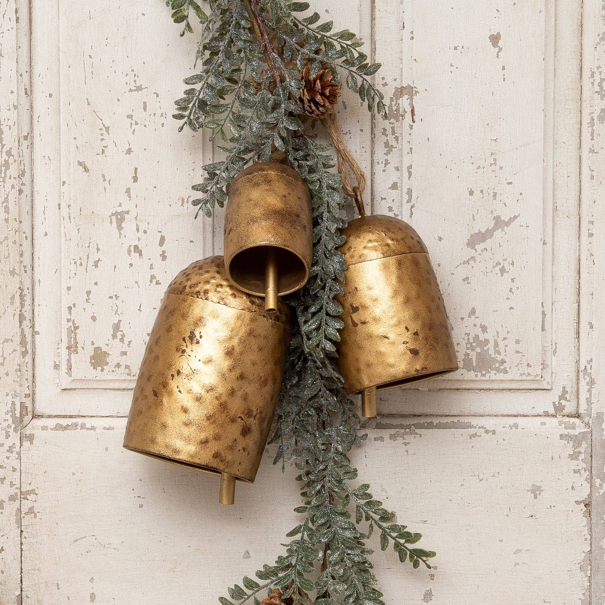 Brass Tone Hammered Cow Bell - Lg