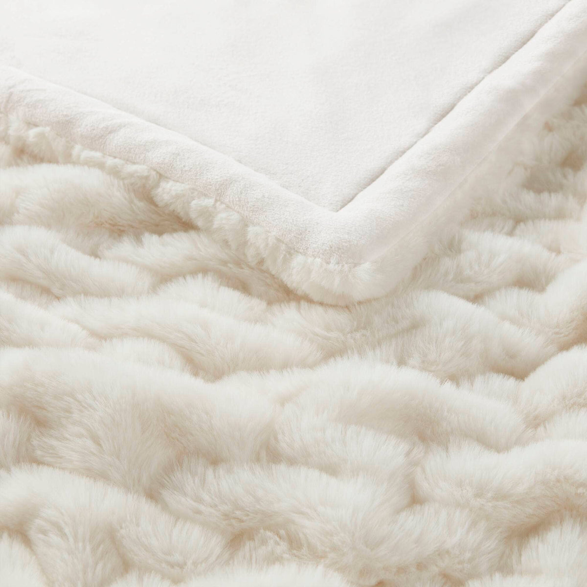 Soft Warm Ruched 50x60" Throw Blanket, Ivory
