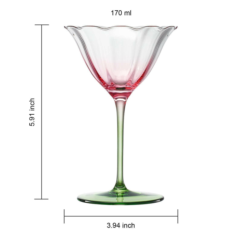 Tulip-Shaped Champagne Coupe Glass | Set of 2 | 6 oz.