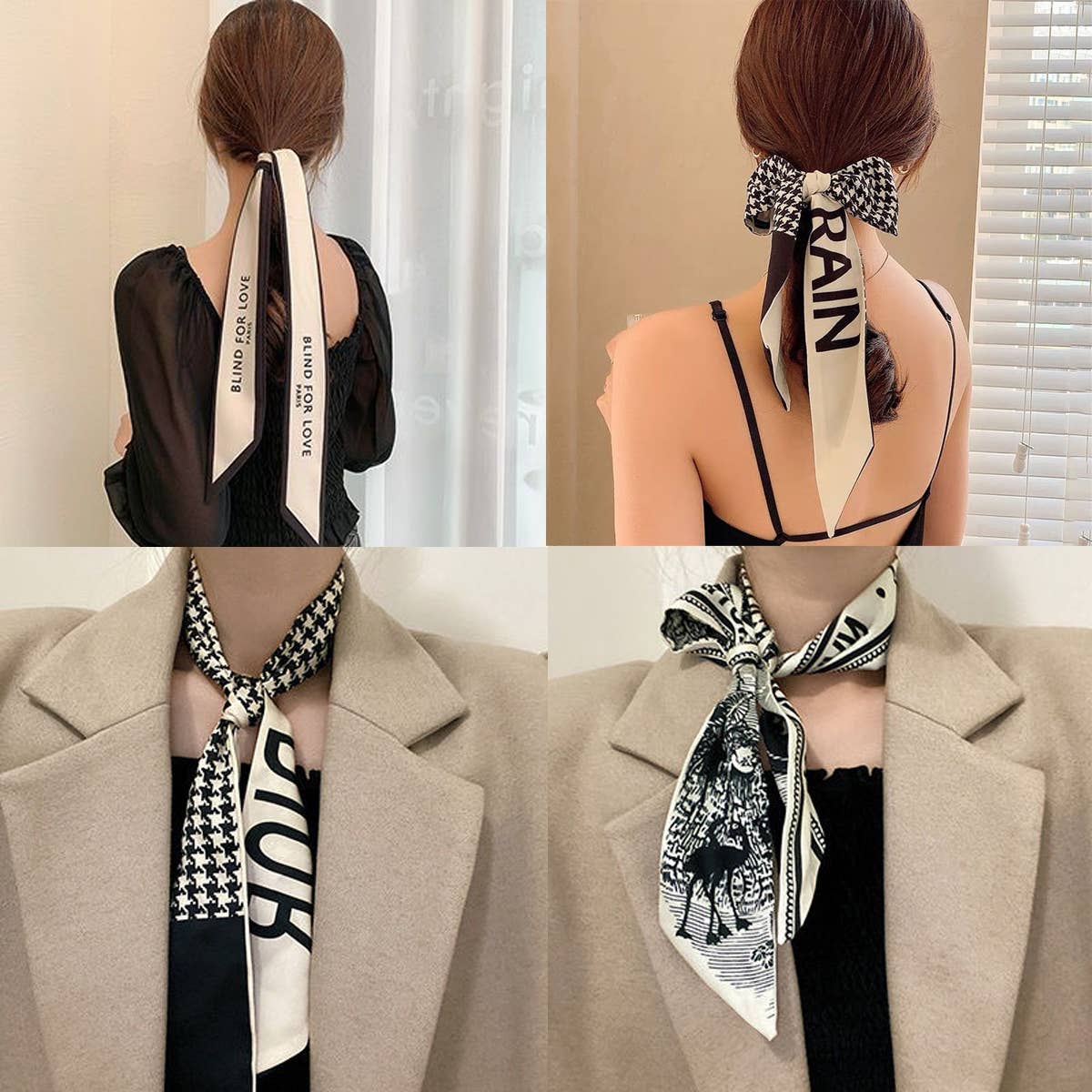 Vintage French Print Scarf – 90cm Silk Feel Square_CWASC0172