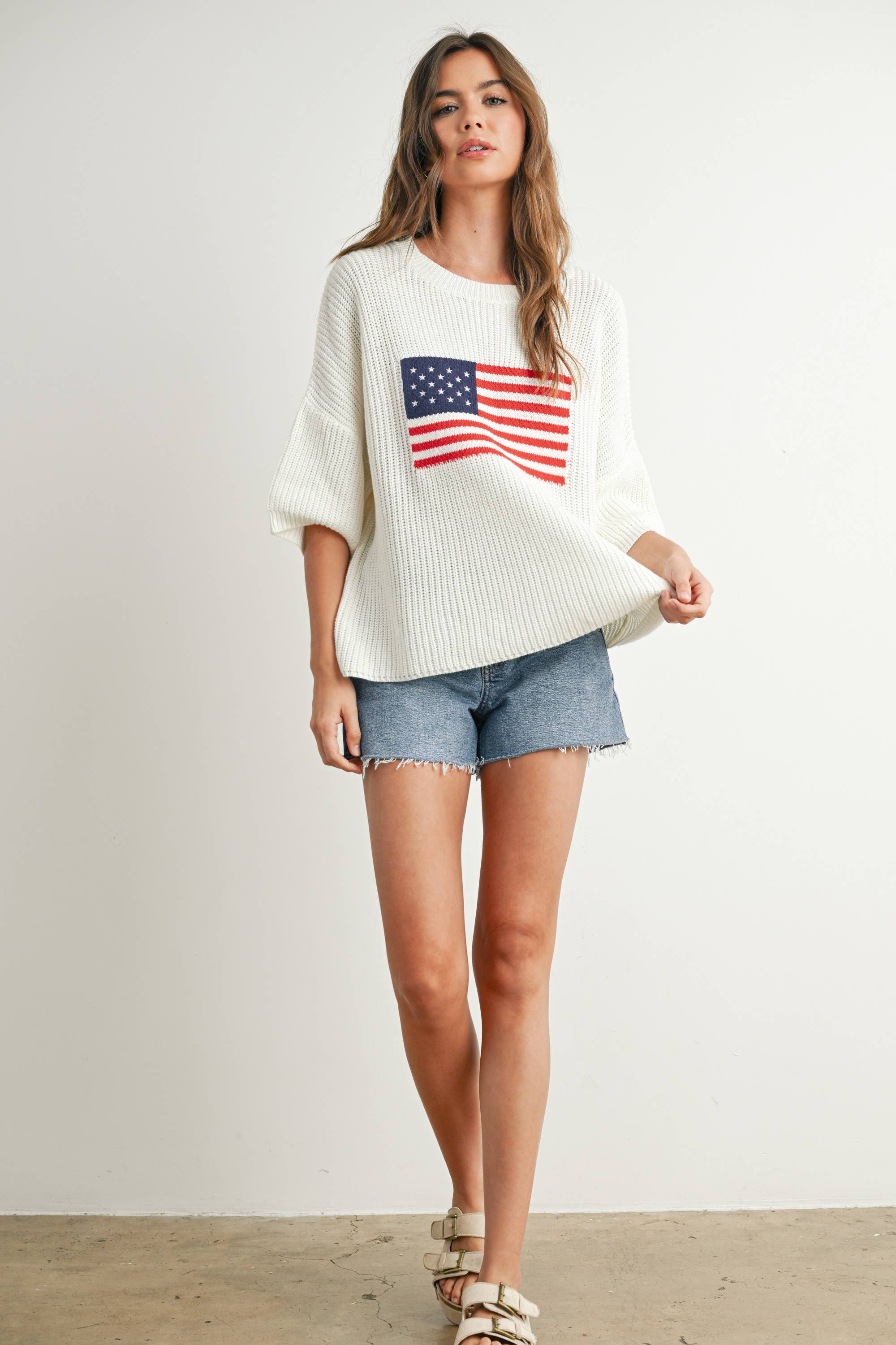 Flag Print Knit Sweater