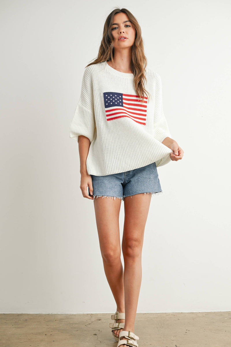 Flag Print Knit Sweater