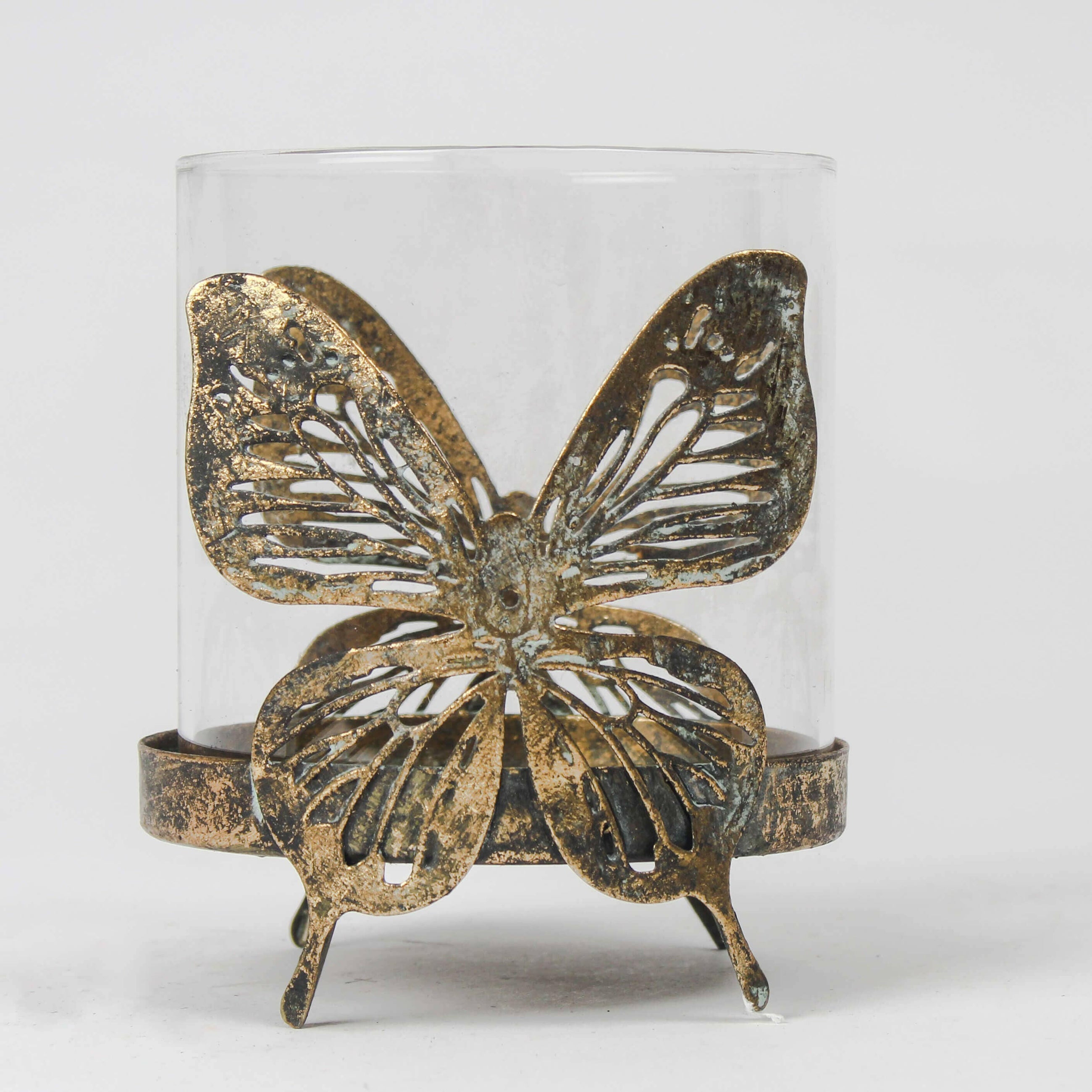 Butterfly Candle Holder With Glass.
