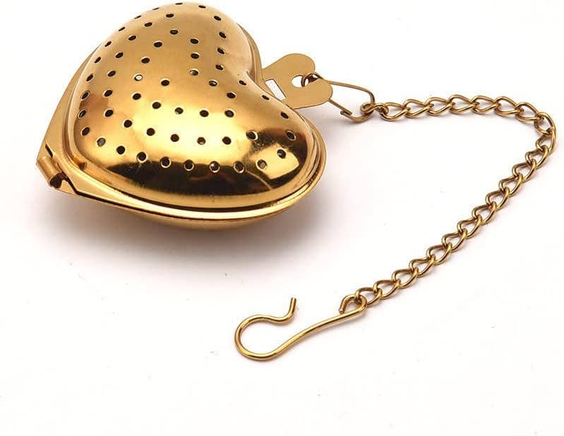 Heart-Shaped Gold Tea Infuser for Loose Leaf & Spices