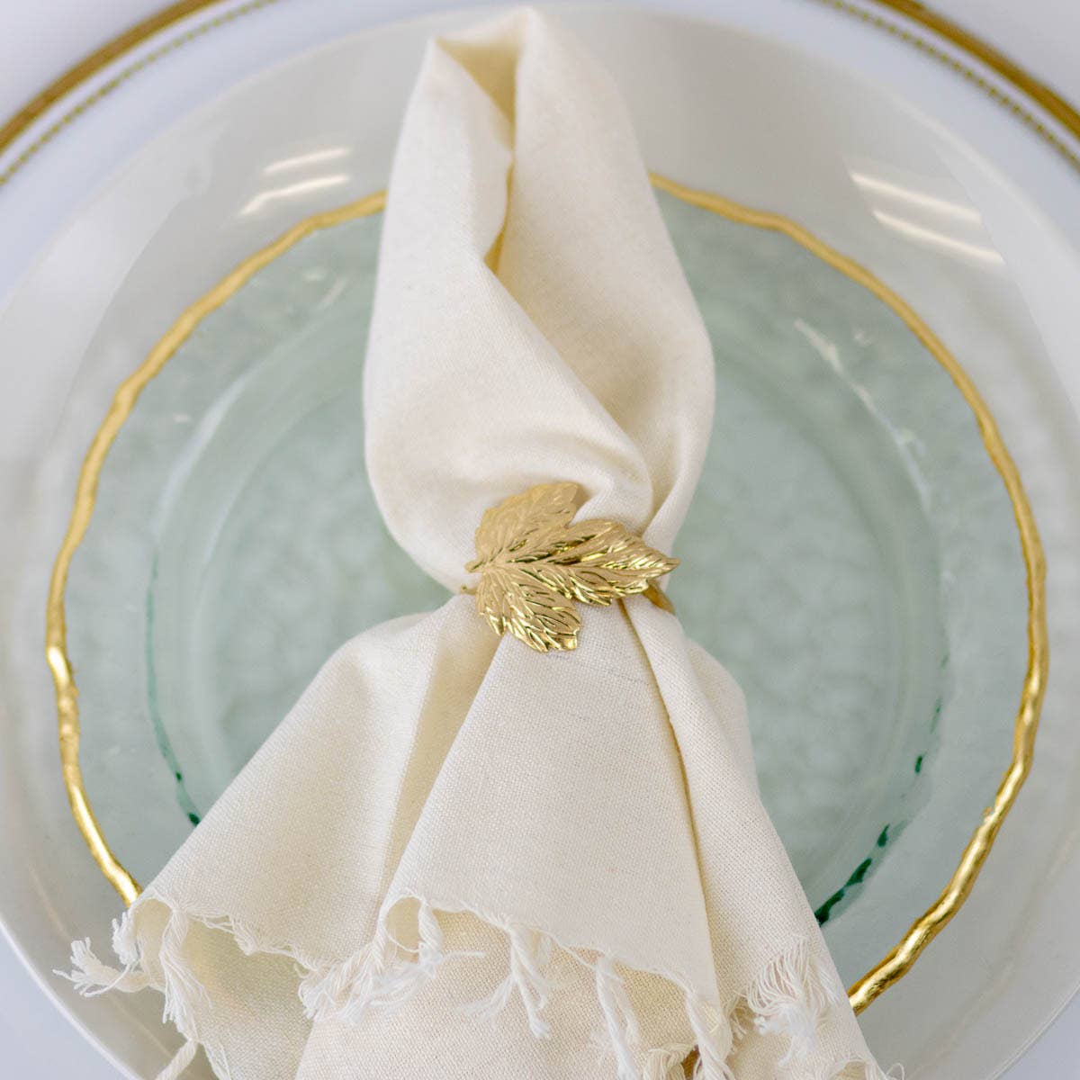 Maple Leaf Napkin Ring   Matte Gold   2"