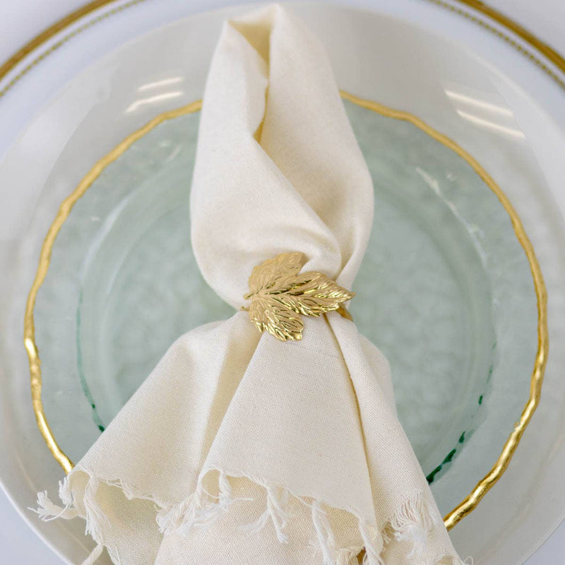 Maple Leaf Napkin Ring   Matte Gold   2"