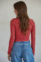 Knit Seamless Jacquard Mock Neck Long Sleeve Top
