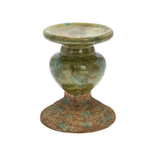 Creative Co-Op 2-Tone Sculptural Terracotta Pillar Candle Holder Distressed Green