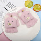 WINTER CARTOON HALF-FINGER FLIP VELVET GLOVES