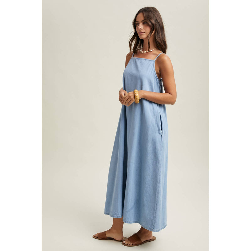 DENIM CHAMBRAY MAXI DRESS