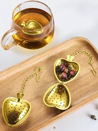 Heart-Shaped Gold Tea Infuser for Loose Leaf & Spices