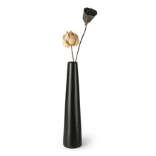 Black Ceramic Vase Tall Skinny Vase with Artificial Flowers Matte Black Single Stem Vase for Home Decor Handmade Minimalist Vintage Vase for Living Room Office Centerpiece Total 18" H
