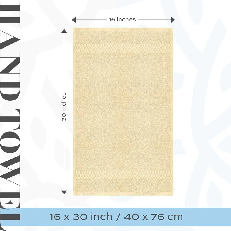 Luxury Hand Towels Turkish Cotton for Hotel Spa 16x30 inch 6 Pack Beige Color.