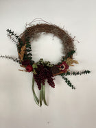 16” Grapevine Wreath - Grapes, Dried Florals, Eucalyptus, Cinnamon, Lotus Pods, and Pomegranate