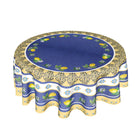 ABSOP Yellow and Blue Tablecloth Round 60 Inch Spring Summer Lemon Table Cloth Washable Farmhouse Navy Blue Table Cover for Kitchen Dinner Room Holiday Picnic Party Camping Indoor Outdoor Decor