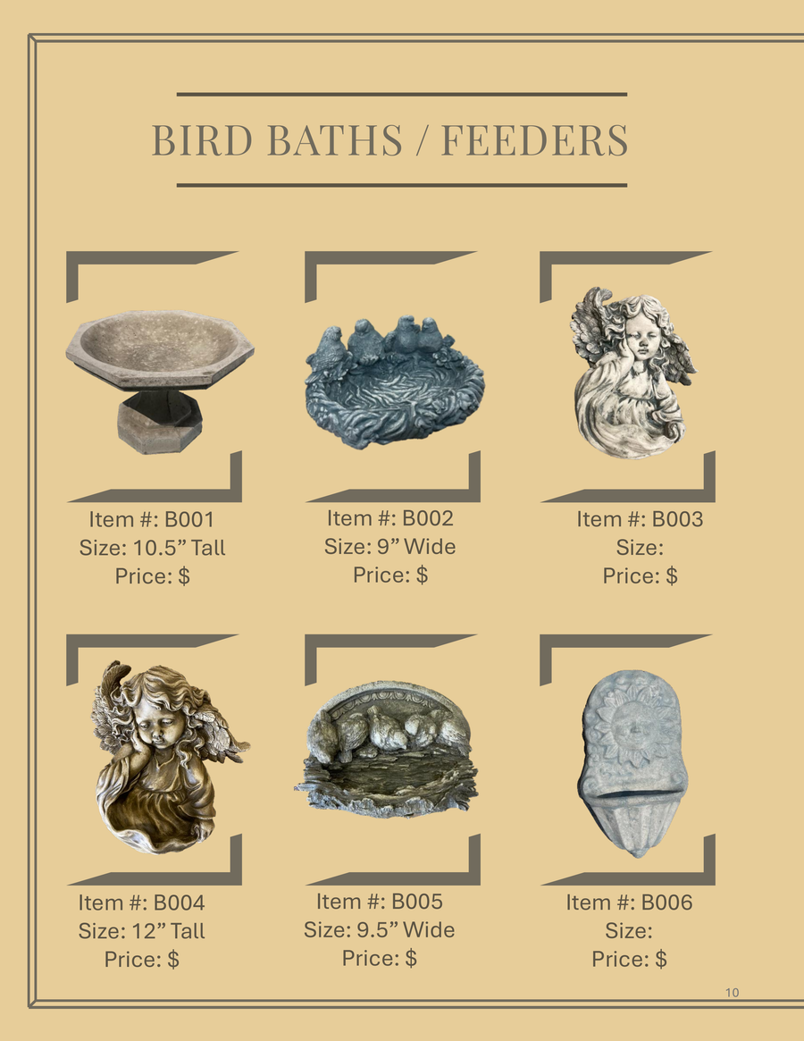 Bird Baths/Feeders.