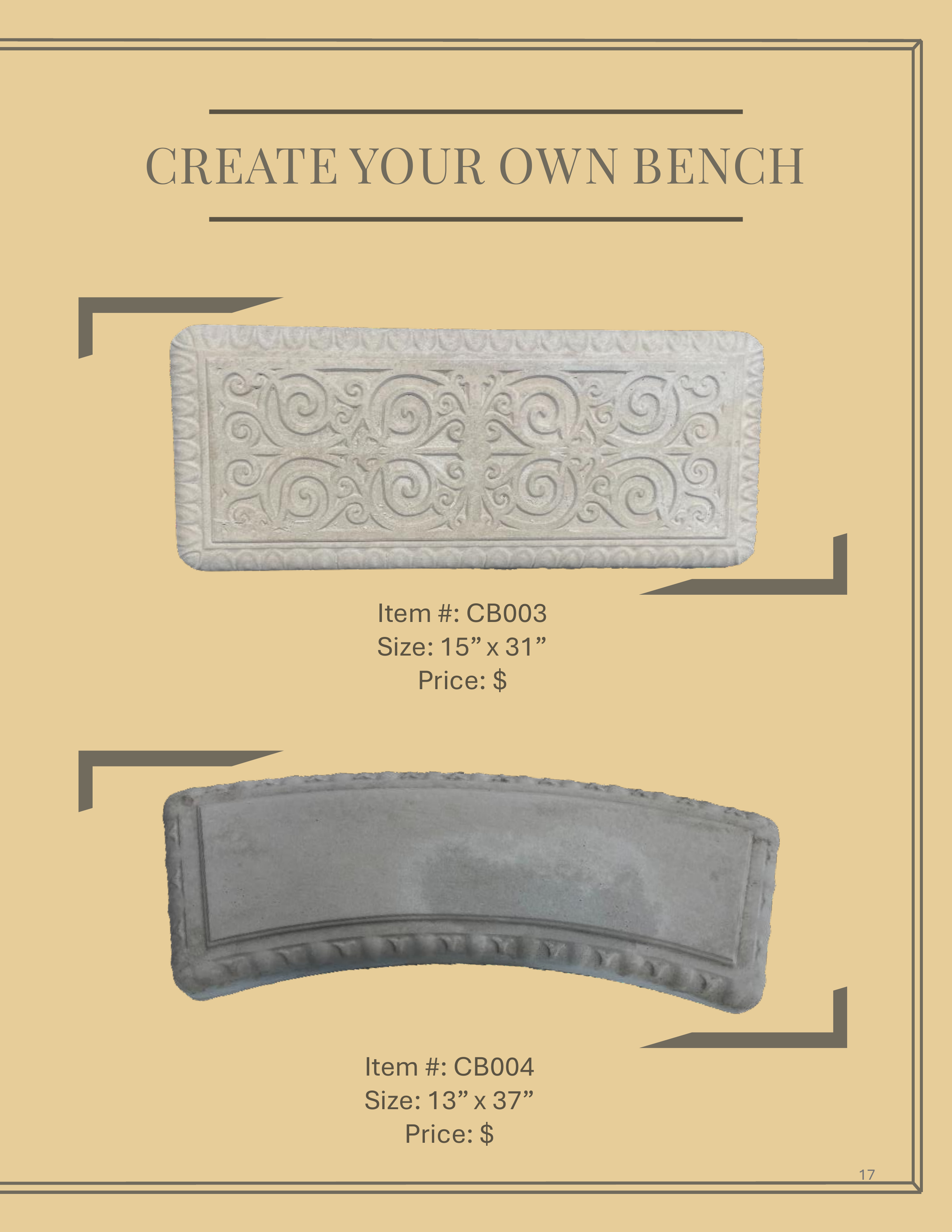 Create your own Decorative Bench.