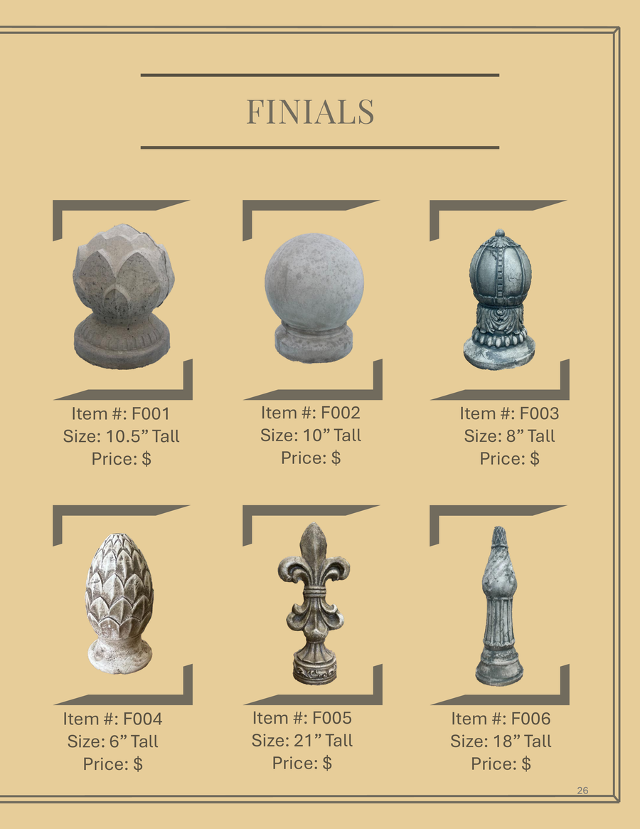 Finials.