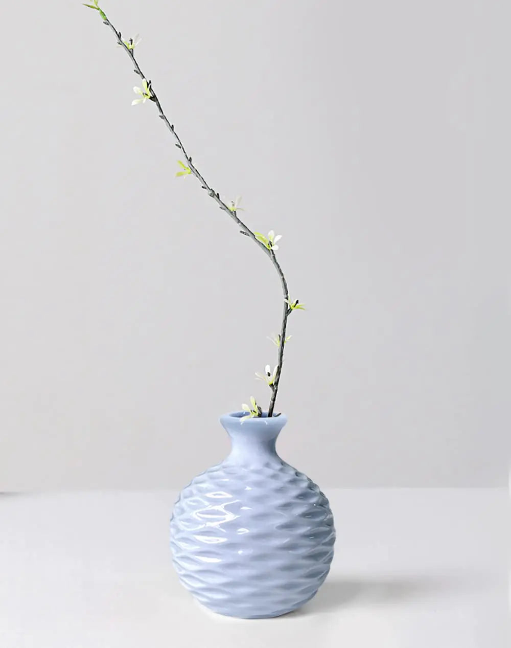 GeLive Flower Arrangement Ikebana Bud Vase Hydroponics Macaron Colorful Ceramic Decorative Vase (Blue)