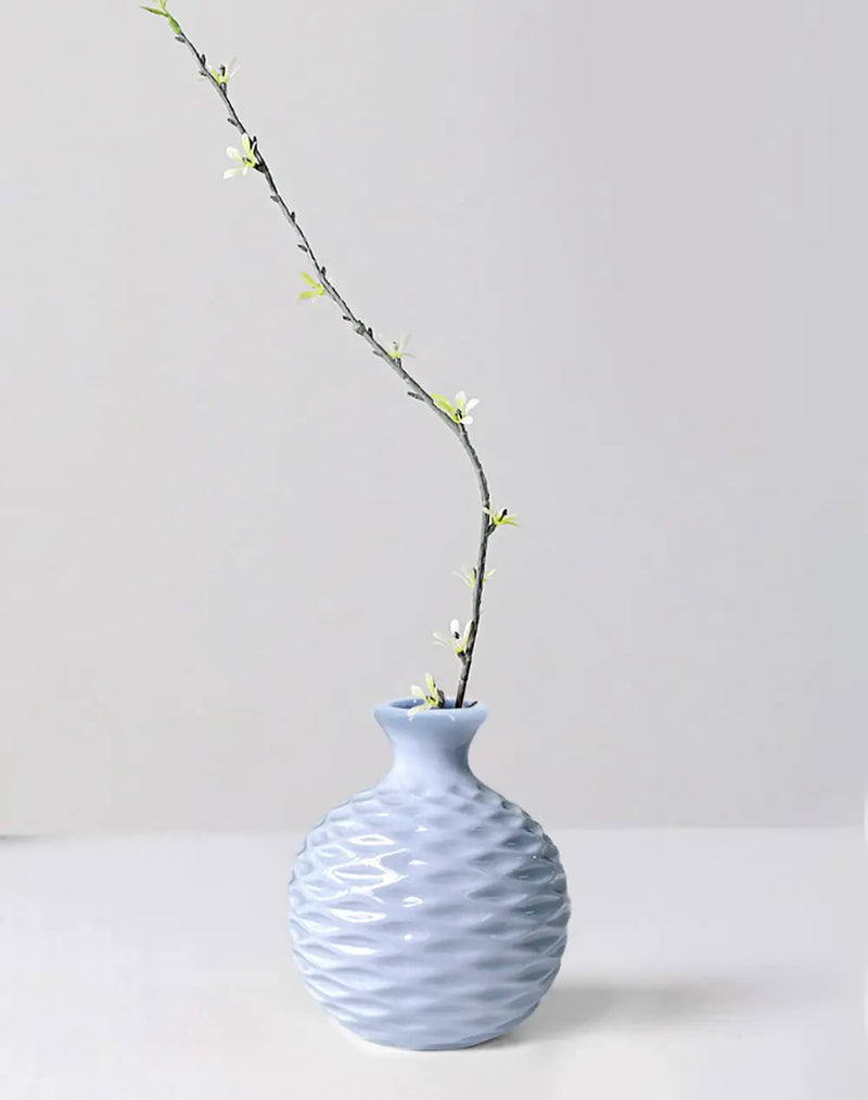 GeLive Flower Arrangement Ikebana Bud Vase Hydroponics Macaron Colorful Ceramic Decorative Vase (Blue)