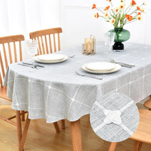 NEWISHER Farmhouse Embroidered Plaid Tablecloth Lattice Fabric Table Cloth Oval Rustic Grey Checkered Table Cover Dining Kitchen Home Decor Party 52 x 70 inch