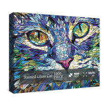 Stained Glass Puzzles Cat Puzzle 1000 Piece for Adults Colorful Animal Puzzles 1000 Pieces Funny Kitty Jigsaw Puzzle Cute Cats Puzzle as Decor