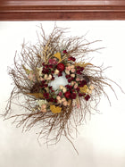 18” Huckleberry Wreath - Dried Florals, Pomegranate and Lotus Pods
