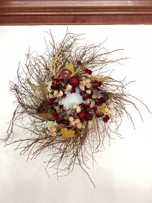 18” Huckleberry Wreath - Dried Florals, Pomegranate and Lotus Pods