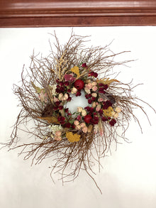 18” Huckleberry Wreath - Dried Florals, Pomegranate and Lotus Pods