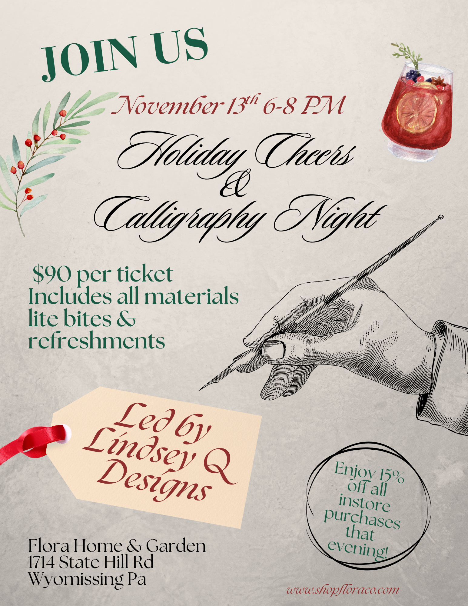 Holiday Cheers & Calligraphy Night