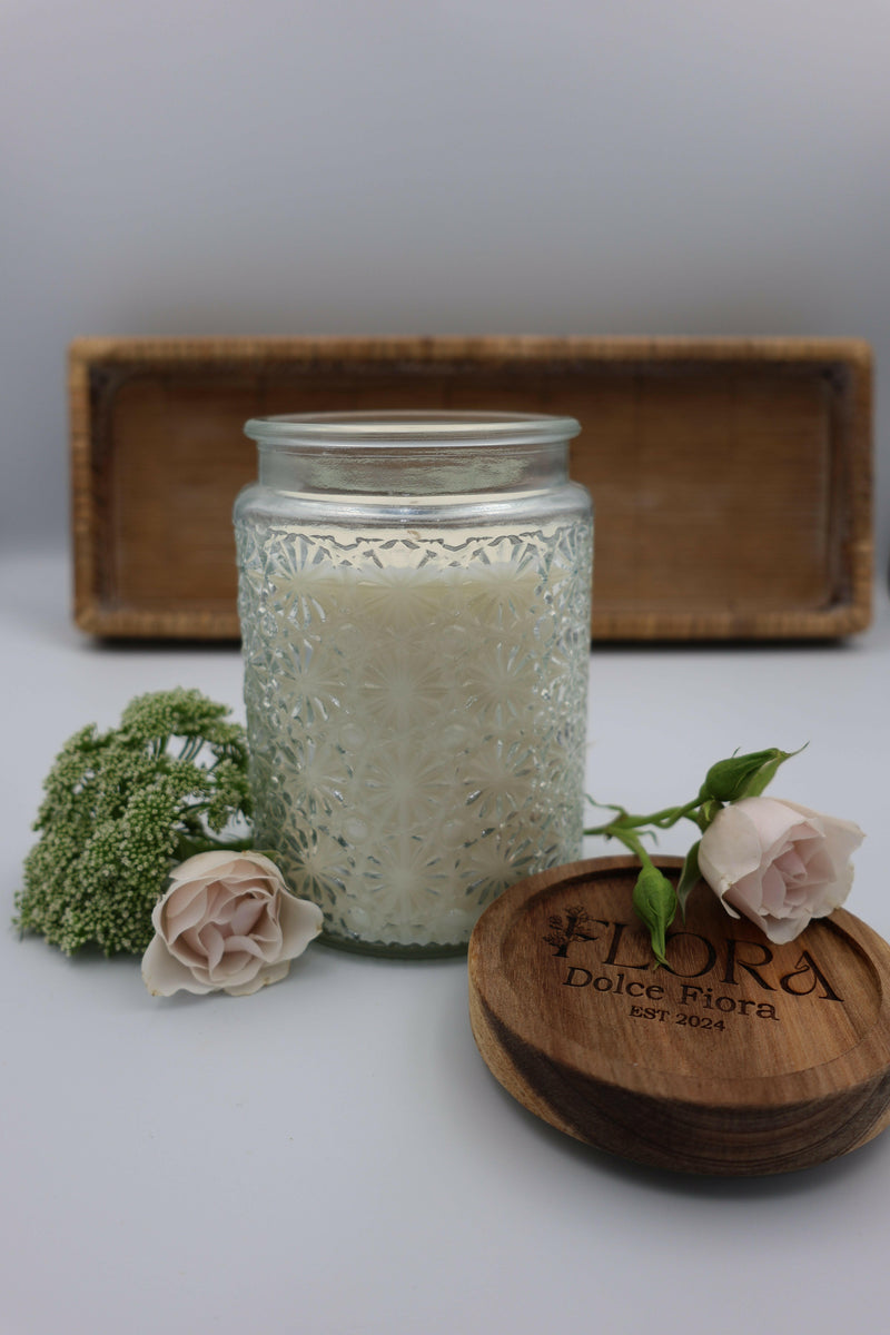 Flora Hand Poured Organic Coconut Wax Candle Dolce Fiora 20oz.