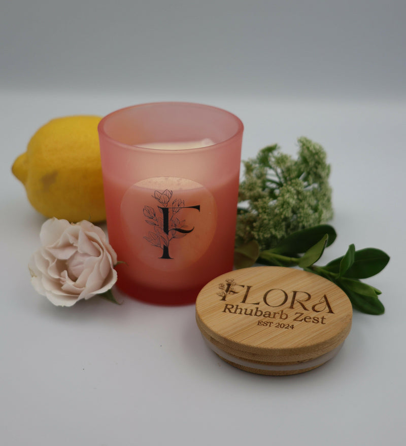 Flora Hand Poured Organic Coconut Wax Candle Rhubarb Zest - 7oz.