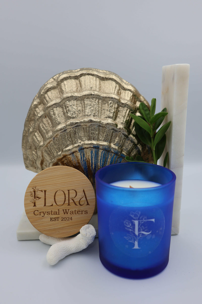 Flora Hand Poured Organic Coconut Wax Candle Crystal Waters - 7oz.