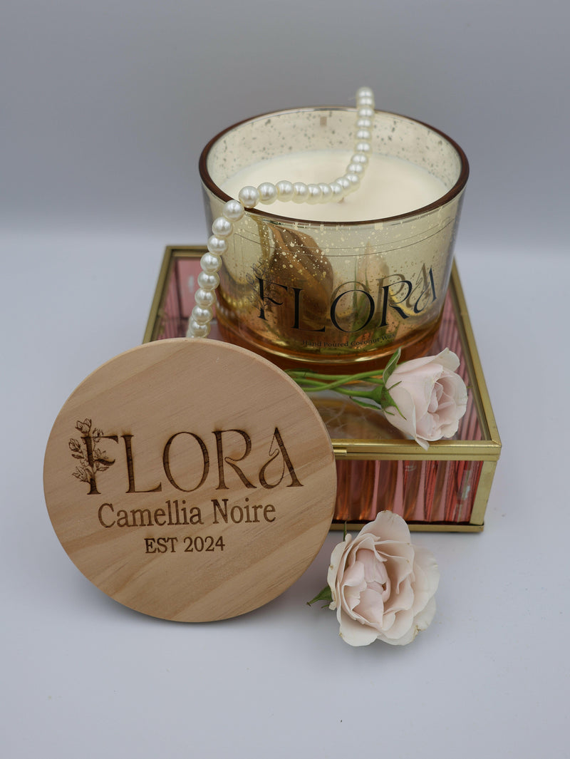 Flora Hand Poured Organic Coconut Wax Candle Camellia Noire - 16oz.