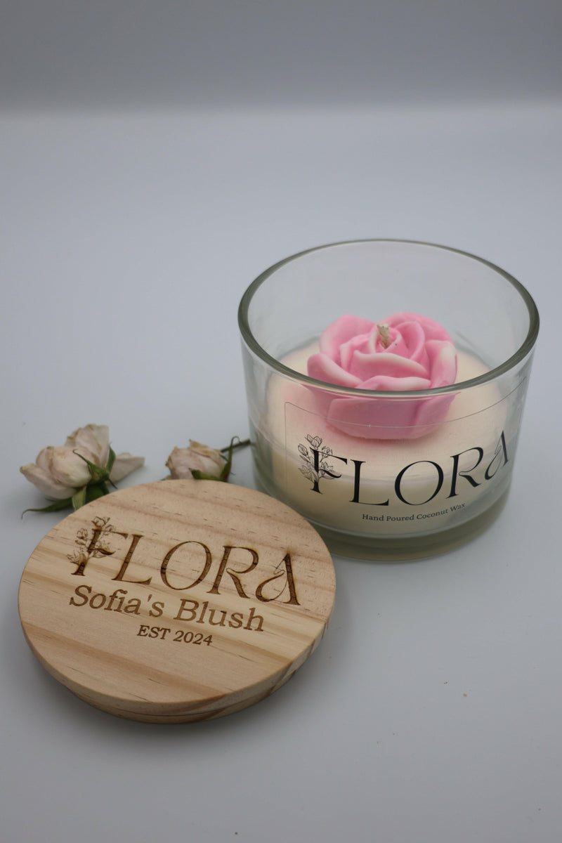 Flora Hand Poured Organic Coconut Wax Candle Sofia's Blush - 16oz.