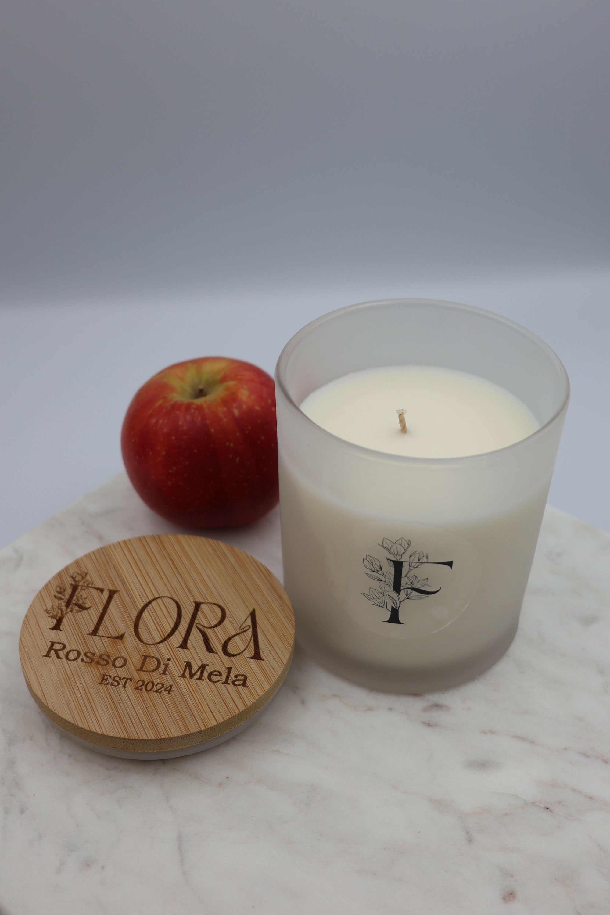 Flora Hand Poured Organic Coconut Wax Candle Rosso Di Mela - 14oz.