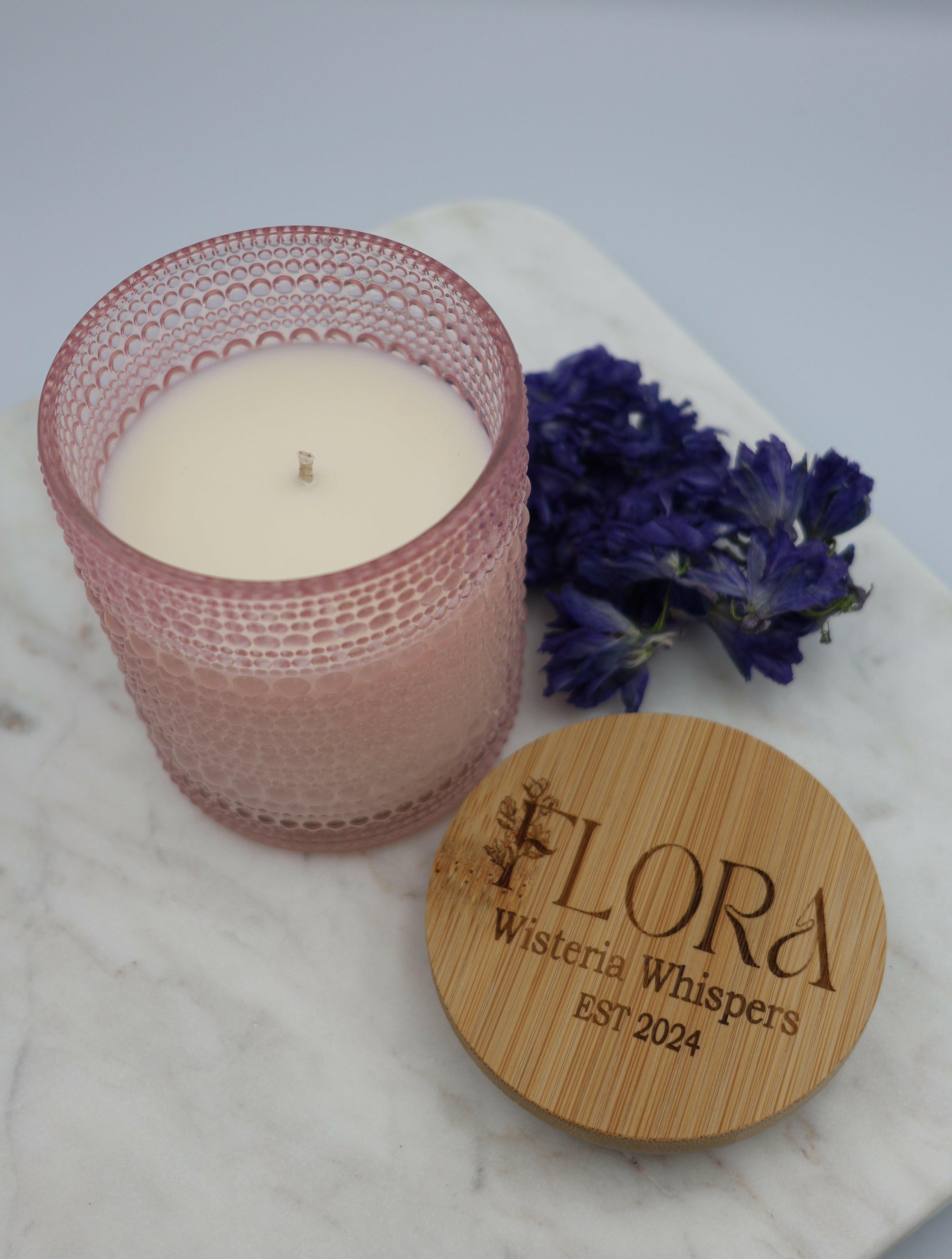 Flora Hand Poured Organic Coconut Wax Candle Wisteria Whispers - 7oz.