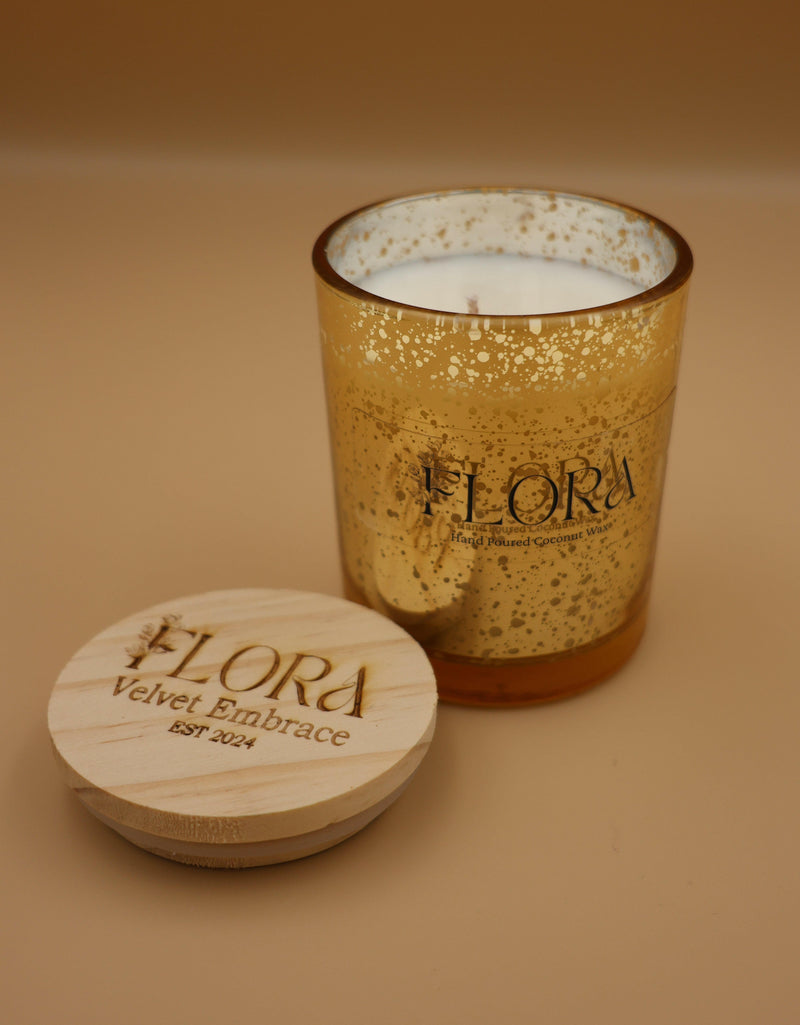 Flora Hand Poured Organic Coconut Wax Candle Velvet Embrace -7oz.