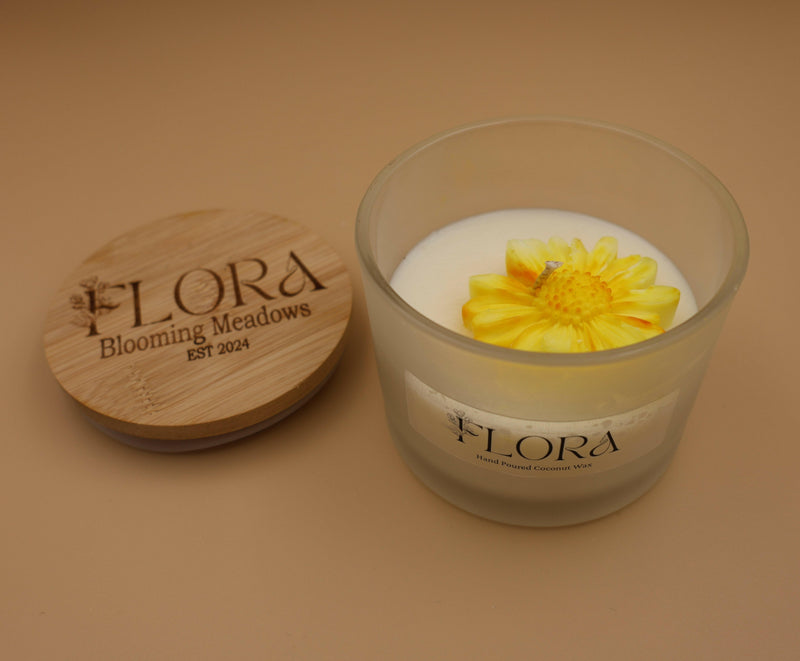 Flora Hand Poured Organic Coconut Wax Candle Blooming Meadows - 14oz.