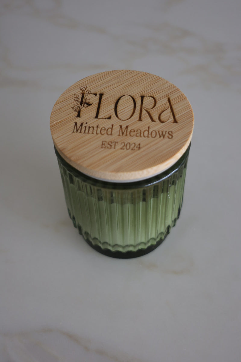 Flora Hand Poured Organic Coconut Wax Candle Minted Meadows - 7oz
