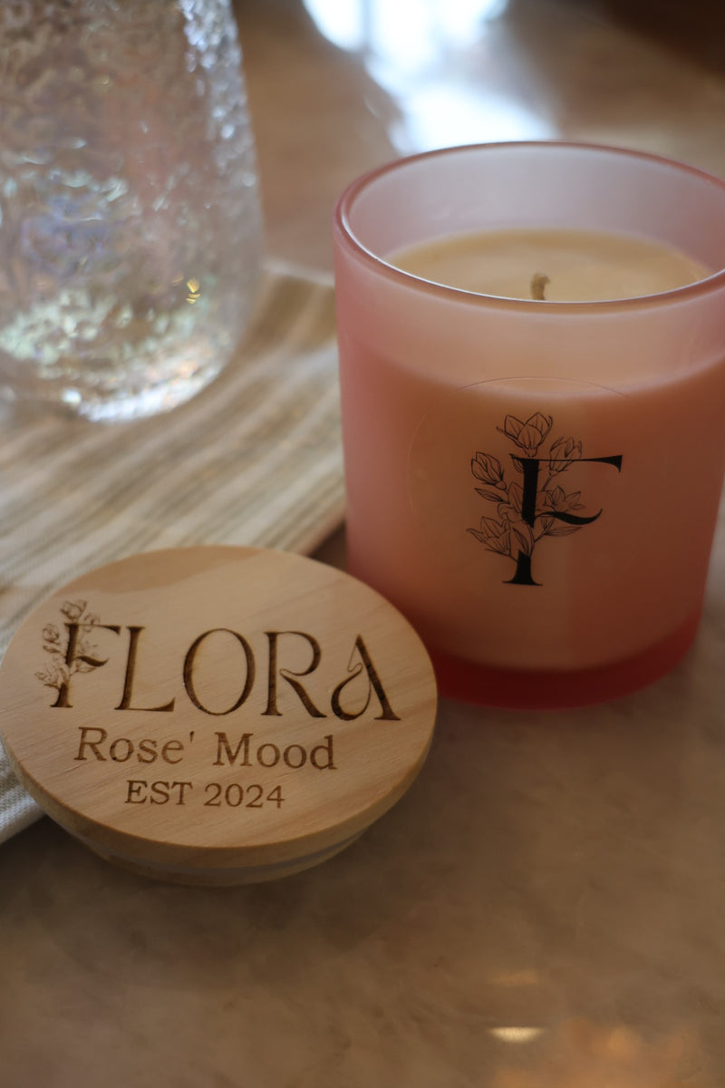 Flora Hand Poured Organic Coconut Wax Candle Rose' Mood - 10oz